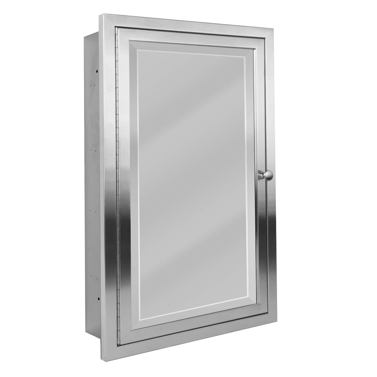 Head West Brushed Nickel Stainless Steel Recessed Mirrored Medicine Cabinet